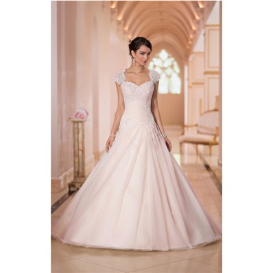 Ball Gown Sweetheart Keyhole Open Back Blush Pink Tulle Lace Corset Wedding Dress