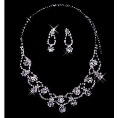Beautiful Alloy crystal Wedding Bridal Jewelry Set,Including Necklace and Earrings