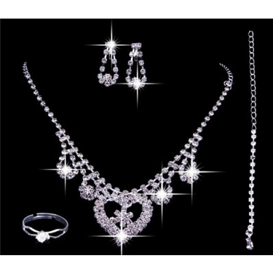 Romantic Shining crystal Wedding Bridal Jewelry Set,Including Necklace ,Earrings and ring
