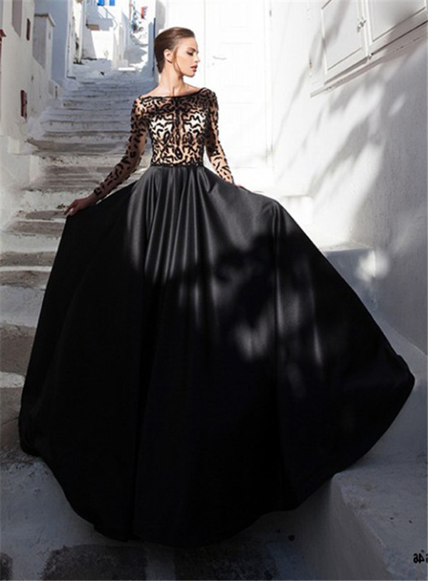 black bridesmaid dresses sleeves
