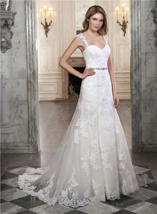 A Line Strapless Sweetheart Lace Corset Wedding Dress With Detachable ...