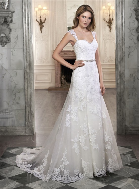 A Line Strapless Sweetheart Lace Corset Wedding Dress With Detachable Straps