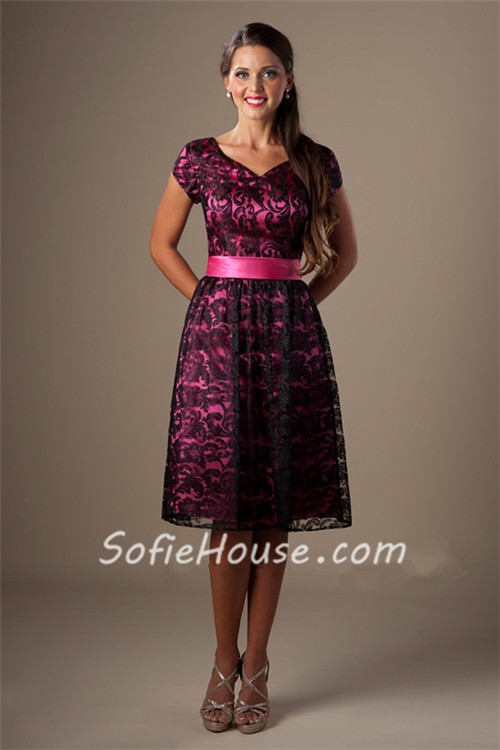 black pink lace dress