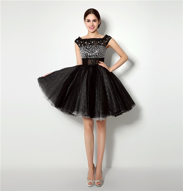 black tutu prom dress