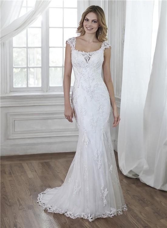 Charming Mermaid Backless Cap Sleeve Lace Beaded Wedding Dress