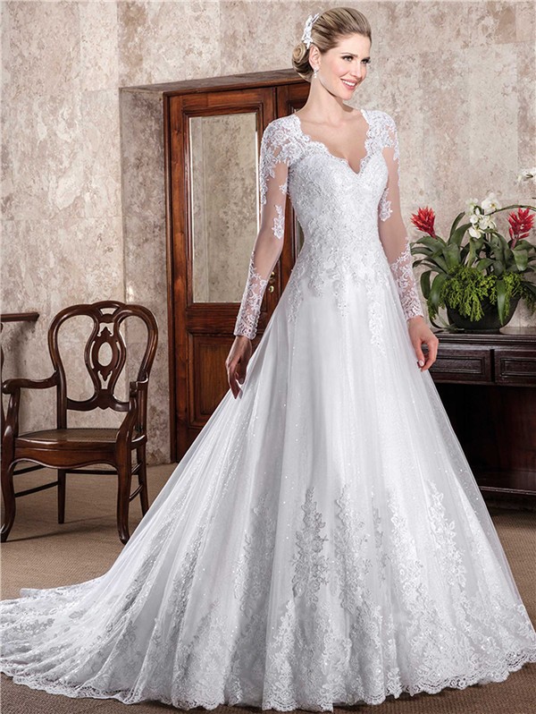 classic-a-line-scalloped-neckline-open-back-long-sleeve-lace-wedding-dress