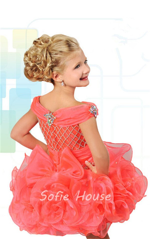 Coral Organza Princess Flower Girls Dresses Lace Ruffles Junior Prom Gown  Z6008 - China Flower Girl Dresses and Little Pageant Dress price