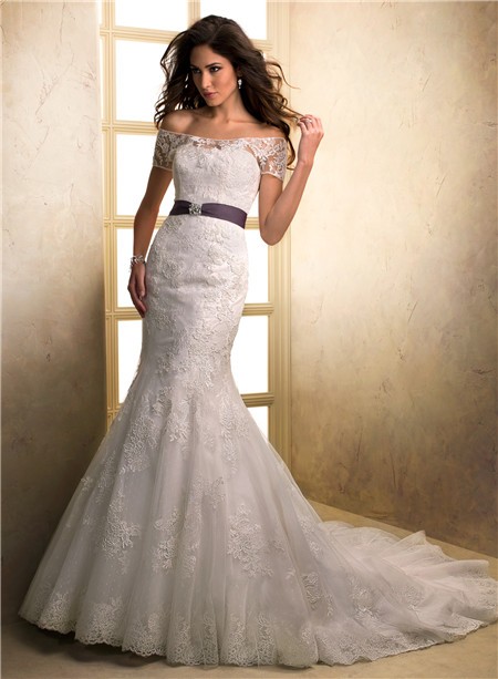 Mermaid Strapless Lace Wedding Dress With Off The Shoulder Jacket
