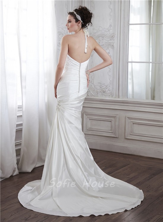 Mermaid Sweetheart Ruched Satin Wedding Dress With Beaded Tulle Jacket