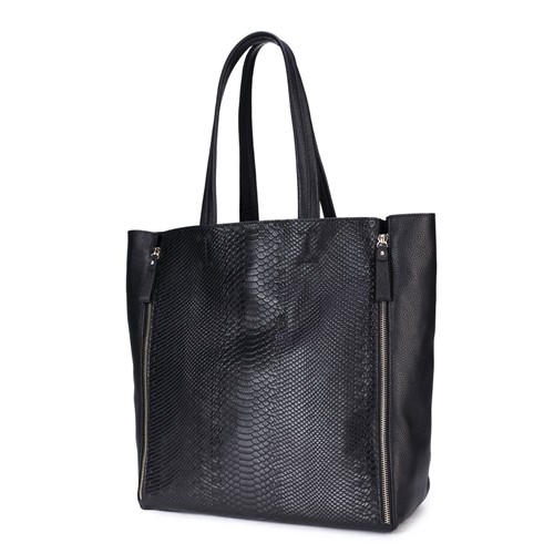 Modern Royal Queen Black Cowhide Leather Women Handbag