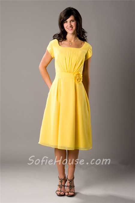 modest yellow dress