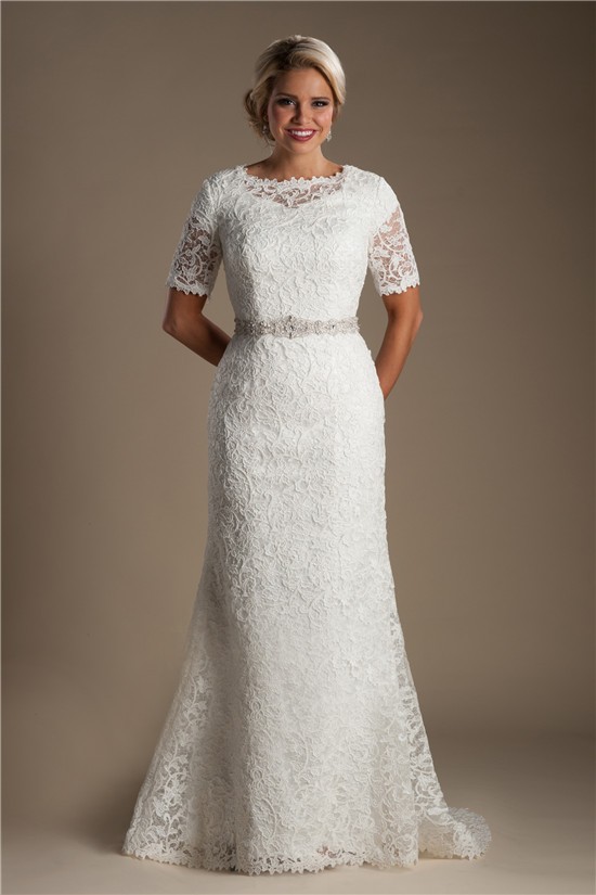 modest-mermaid-short-sleeve-venice-lace-wedding-dress-with-crystals-belt