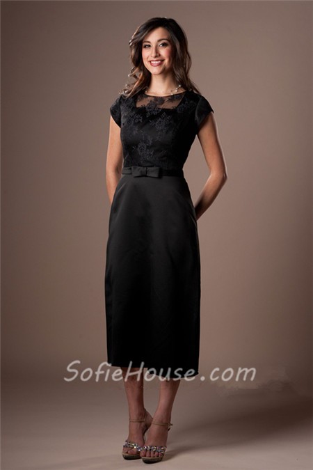 modest black lace dress