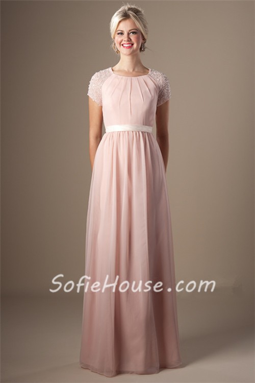 blush pink dress modest