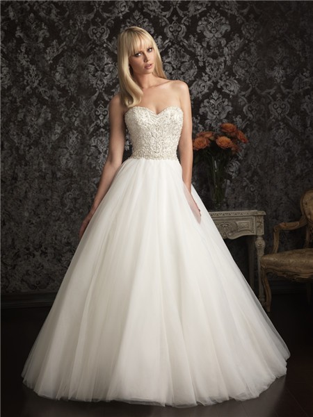 Princess Ball Gown Sweetheart Tulle Wedding Dress With Embroidery ...