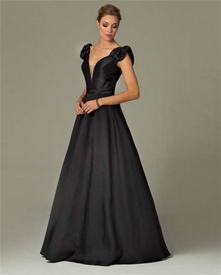 black taffeta ball gown