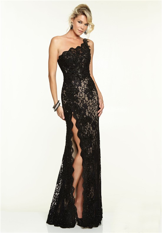 black lace bridesmaid dress