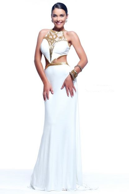white cut out prom dress