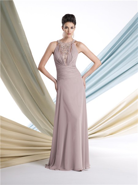 Sheath Halter Chiffon Ruched Mother Of The Bride Formal Occasion ...