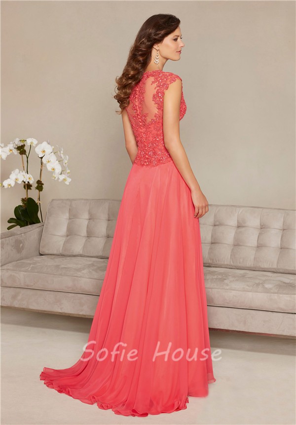 Watermelon Chiffon Prom Dresses