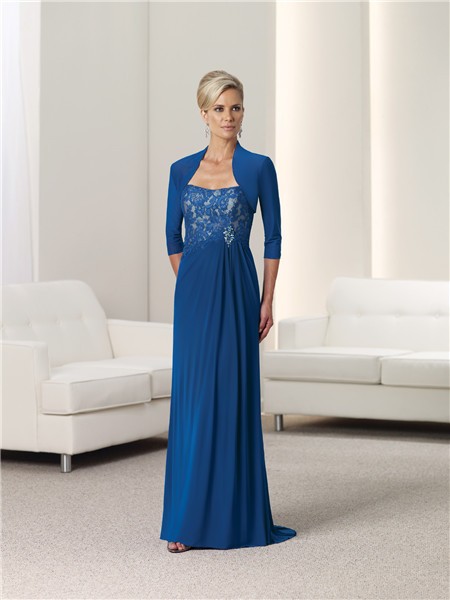 Strapless Royal Blue Lace Chiffon Mother Of The Bride Evening Dress ...
