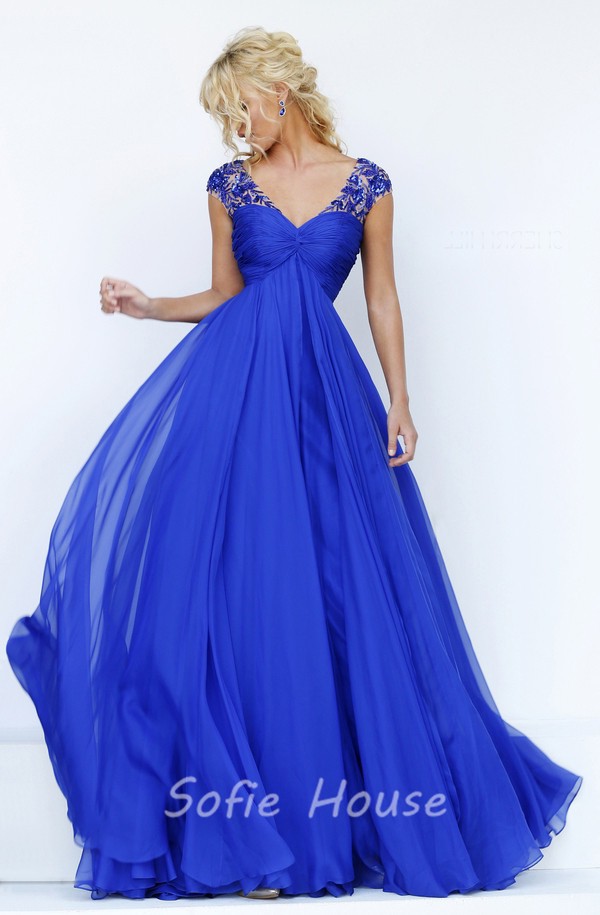 Empire Waist Blue Dress Discount Sale ...