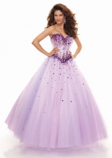 A line sweetheart floor length lilac prom dress with sequins