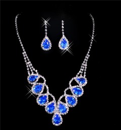 Beautiful blue crystal Wedding Bridal Jewelry Set,Including Necklace and Earrings