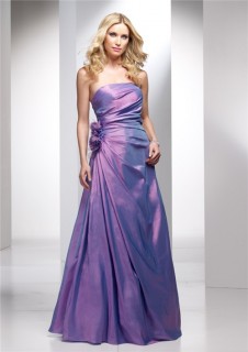 Elegant A line Strapless Long Lavender Purple Wedding Guest Dress