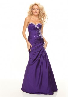 Trumpet/Mermaid sweetheart floor length purple taffeta prom dress with beading