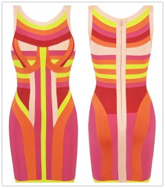 Short/mini colorful bandage bodycon party dress