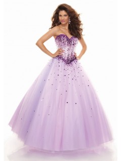 A line sweetheart floor length lilac prom dress with sequins