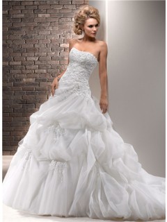 Ball Gown Strapless Lace Tulle Wedding Dress With Detachable Straps