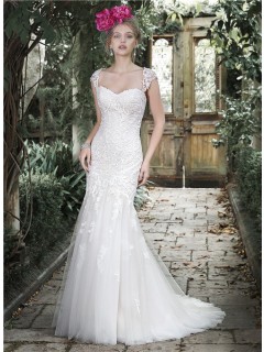 Beautiful Mermaid Sweetheart Lace Corset Wedding Dress With Detachable Straps