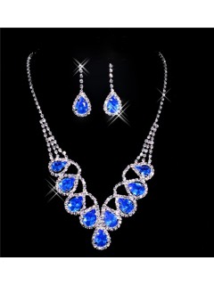Beautiful blue crystal Wedding Bridal Jewelry Set,Including Necklace and Earrings