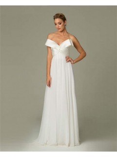 Cute Sweetheart Long White Chiffon Prom Evening Dress With Bow