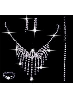 Elegant Shining crystals Wedding Bridal Jewelry Set,Including Necklace,Earrings and Ring