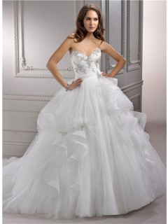 Fairy Tale Ball Gown Sweetheart Puffy Tulle Wedding Dress With Swarovski Crystals