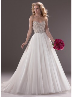 Fairytale Ball Gown Sweetheart Tulle Wedding Dress With Sparkle Swarovski Crystals