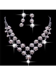 Royal pearl Wedding Bridal Jewelry Set,Including Necklace And Earrings