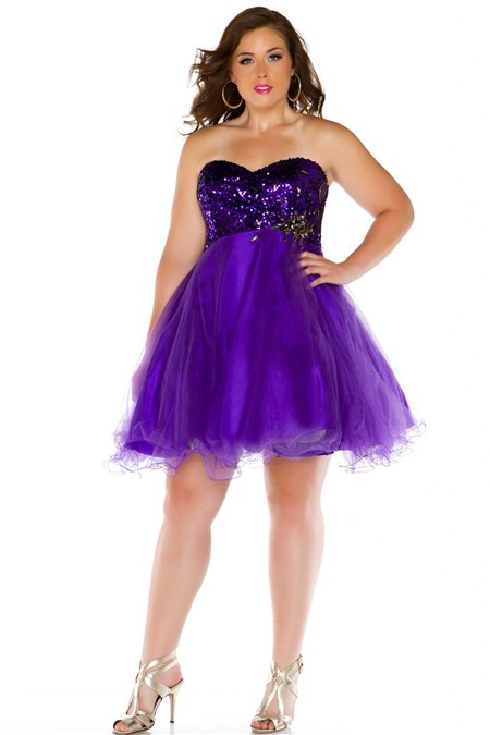 Ball Gown Sweetheart Short Lavender Purple Sequined Tulle Prom Dress Plus Size