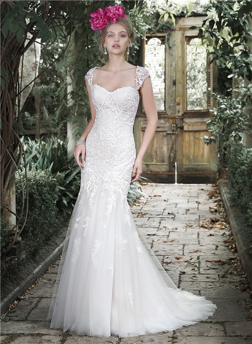 Beautiful Mermaid Sweetheart Lace Corset Wedding Dress With Detachable Straps