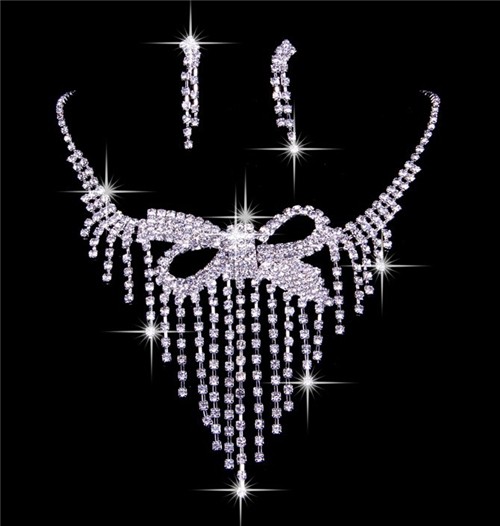 Luxurious Shining Rhinestones Wedding Bridal Jewelry Set,Including Necklace And Earrings