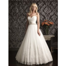 A Line Princess Strapless Sweetheart Vintage Lace Wedding Dress With Beading 