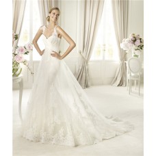 A Line Sweetheart Empire Line Ivory Lace Wedding Dress With Straps