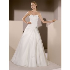 A Line Sweetheart Neckline Organza Draped Wedding Dress With Crystals