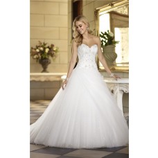 Ball Gown Sweetheart Satin Embroidery Tulle Sequin Corset Wedding Dress With Draping