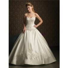 Ball Gown Sweetheart Satin Wedding Dress With Embroidery Beads Sequins