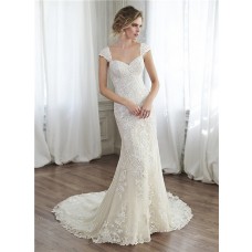 Beautiful Mermaid Sweetheart Applique Lace Corset Wedding Dress With Detachable Straps
