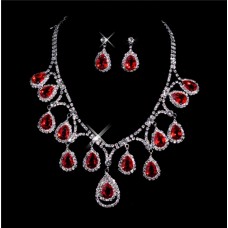 Beautiful ruby Women's Jewelry Set Including Necklace, Earrings 